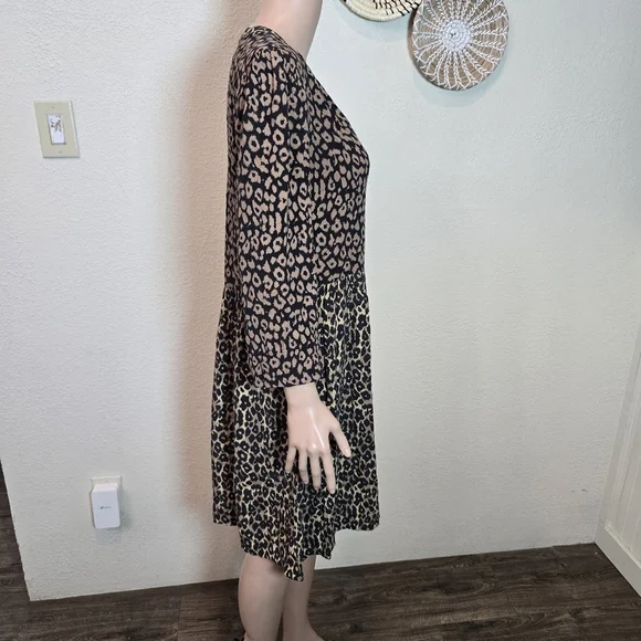 Maeve Anthropologie Juno Leopard Animal Print Dress Size Small Tunic Brown - Picture 4 of 16